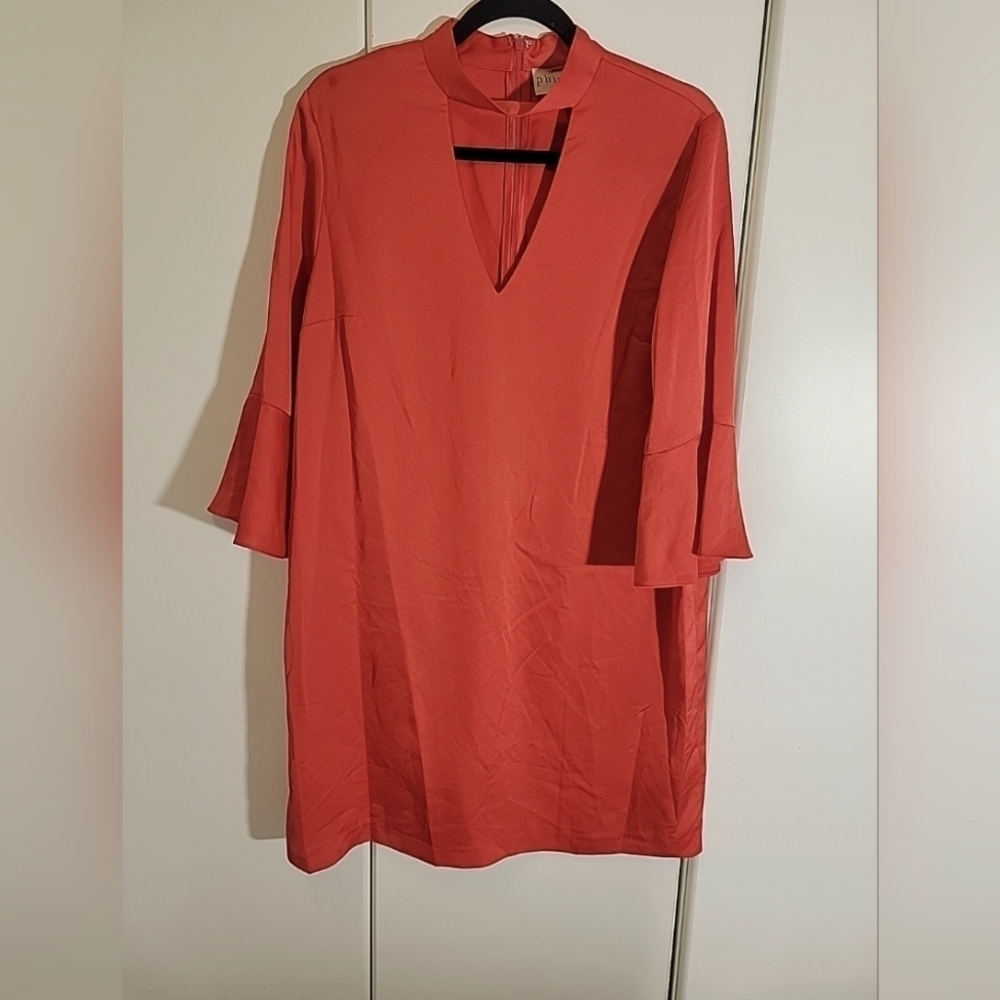 Philosophy Republic Clothing Red Sheath Dress with 3/4 Bell Sleeves Size L